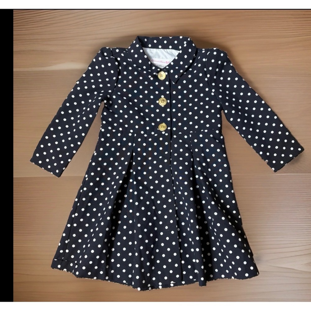 Bonnie Jean Girls 3T Polka Dot Lightweight Coat Pleated Quiet Luxury Tailored